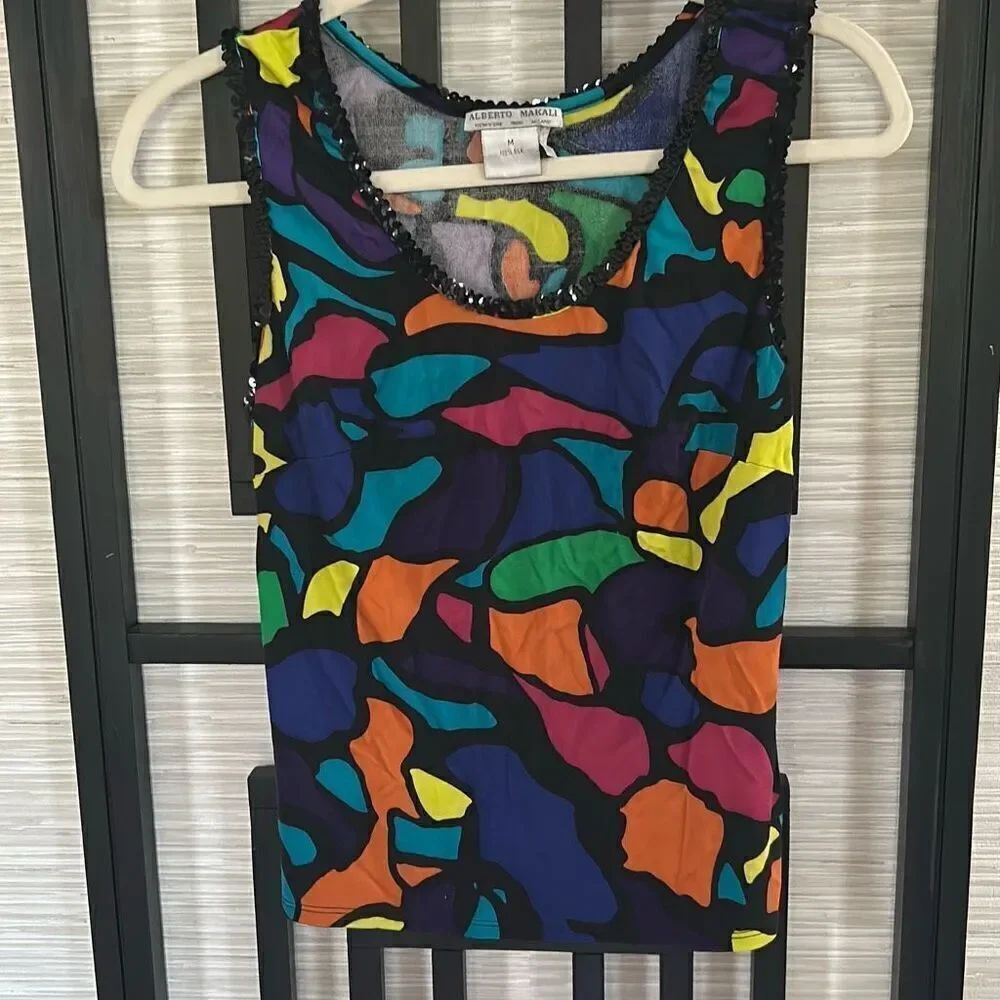 Alberto Malaki vintage 100% silk top tank 80s 90s size M